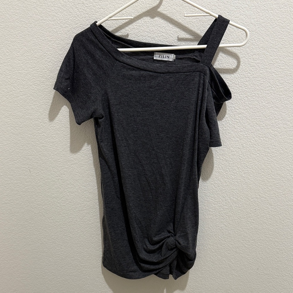 Women's Charcoal Knot Detail Top